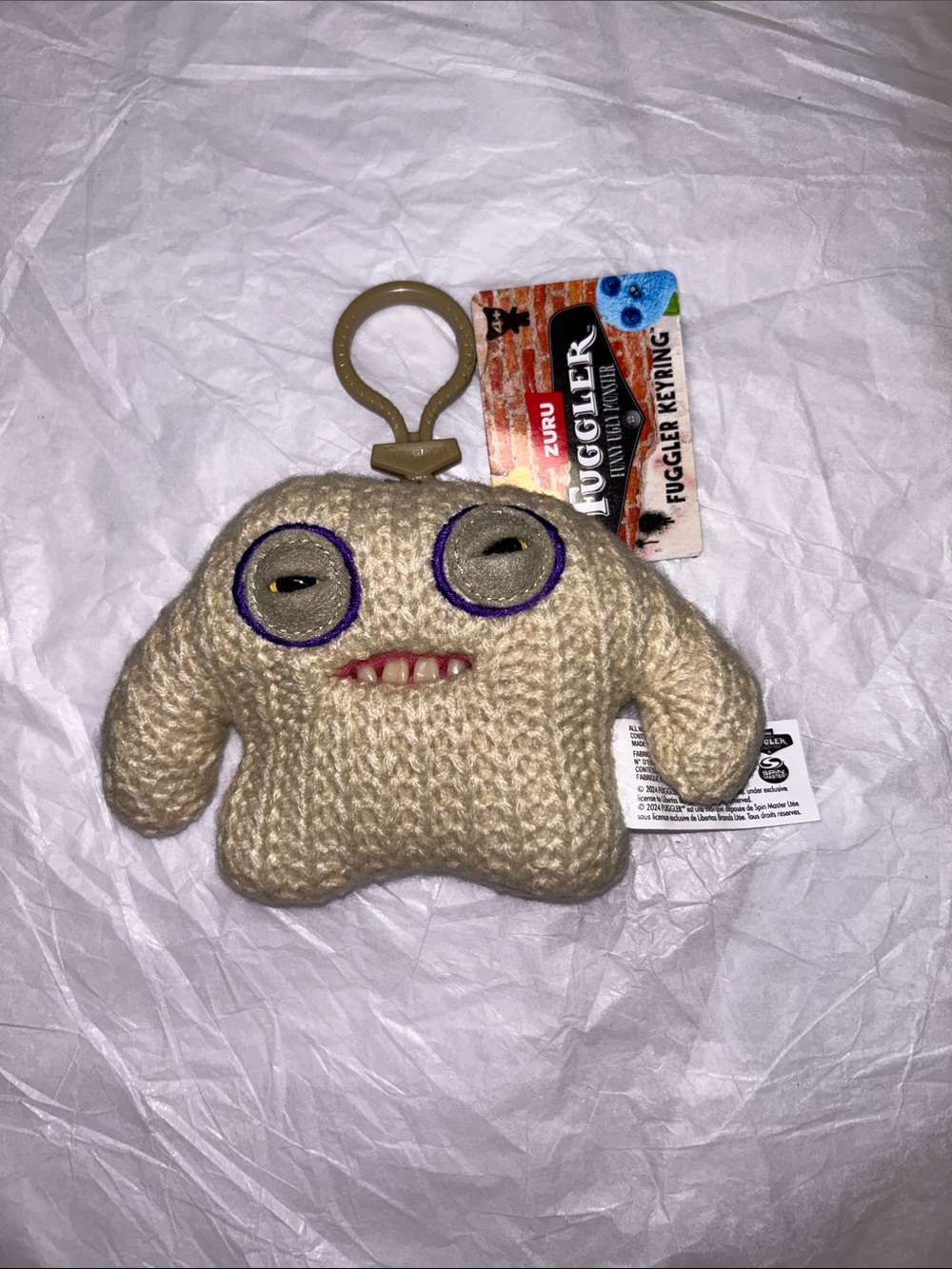 ZURU Fuggler "Mr. Needles" funny ugly monster knit plush keychain NWT